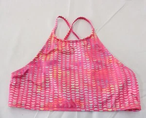 Lands' End Girls' Adjustable Strap Geo Printed Bikini Top NC3 Pink Size 14 - Picture 1 of 3