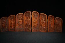 Old Chinese Feng Shui boxwood handcarved the Eight Immortals Buddha boxes