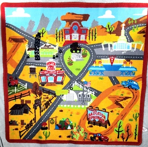 Disney Pixar Cars Radiator Springs Playmat Floor Rug 39" X 39" Rubber Backing - Picture 1 of 7