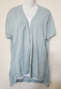 Joseph A. Women XL Short Sleeve Cardigan Knit Crochet Spring Easter Long - Picture 1 of 12