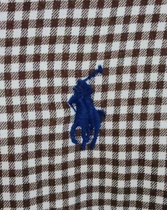 RALPH LAUREN BROWN/WHITE GINGHAM L/S FLANNEL SHIRT (L) MADE IN SRI LANKA - Picture 1 of 4