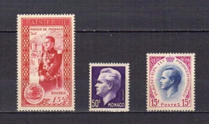 Monaco 1950-57 Prinz Rainier III. 3 Marken ungestempelt /TE1562 - Bild 1 von 1