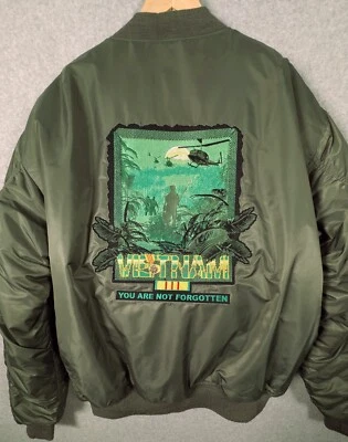 Rothco MA-1 USAF Flyer Jacket 3XL 25th Infantry Vietnam Patch Not Forgotten POW - Image 1 of 4