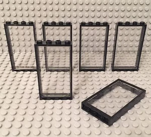 Lego 6 Black Door Frame 1x4x6 W/ Trans-clear Glass / City Building Window / Wall - Picture 1 of 1