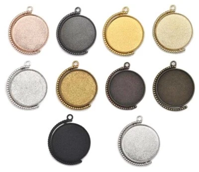 1x Round Rotation Double Sided Pendant Setting Charm Blank Base Jewelry Making - image 1 of 4