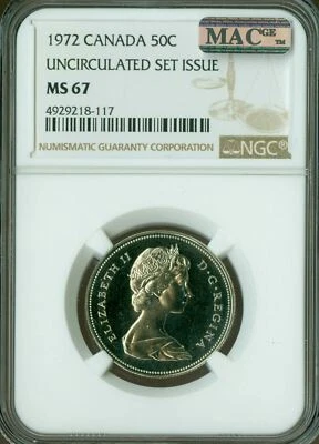 1972 CANADA 50 CENTS NGC MS67 PQ MAC SPOTLESS * - Image 1 of 2