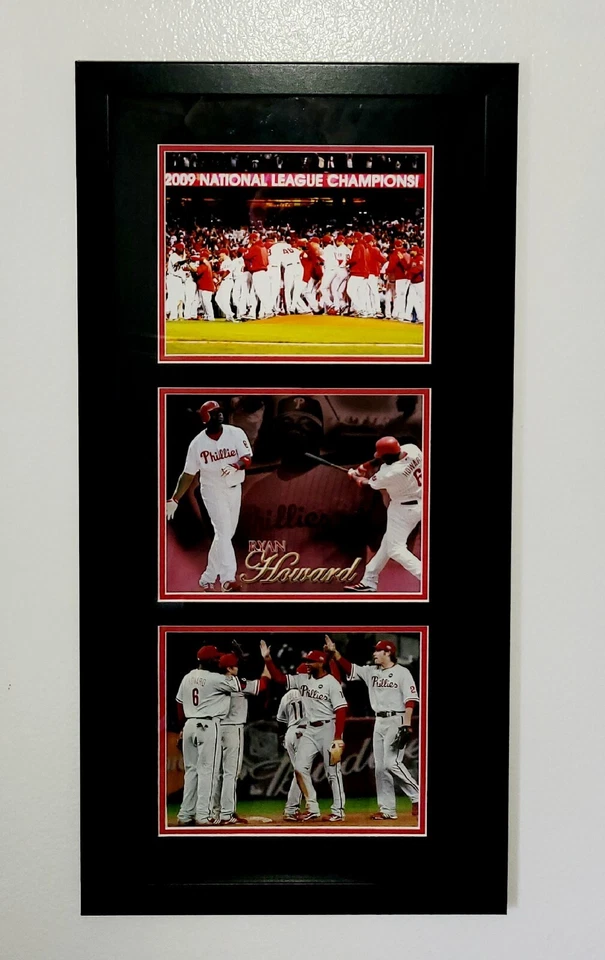 Juego de 3 fotos Philadelphia Phillies Ryan Howard 2009 personalizado enmarcado/mate (16x32) Foto 1 de 3