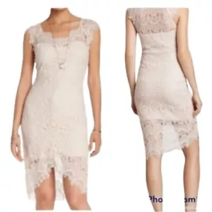 Vestido ajustado de encaje rosa rubor íntimamente Free People dobladillo asimétrico XS/TP - Imagen 1 de 9