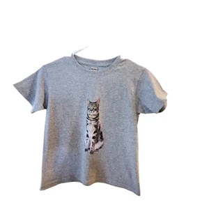 Gildan Dry Blend Kids Unisex Gray Novelty Cat T-Shirt Pico De Gato Size Small - Picture 1 of 7