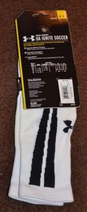 Under Armour UA Ignite soccer socks armourfit white black stripes nwt m l - Picture 1 of 8