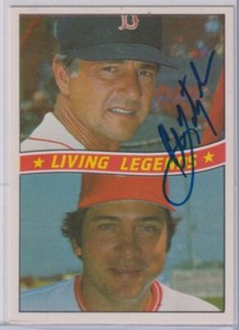 Carl Yastrzemski AUTO & Johnny Bench 1984 Donruss Living Legends JSA - B