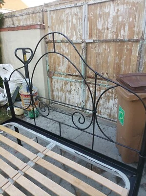 Lit Fer Forgé+ Sommier 140 X 90 Noir - Photo 1/4