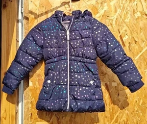 MEMBERS MARK GIRLS COAT SZ 5 DARK BLUE W/ METALLIC STARS REMOVABLE HOOD - Picture 1 of 6