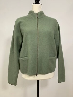 Cárdigan suéter de lana verde helecho con cremallera completa mediano WOOLRICH para mujer Foto 1 de 4