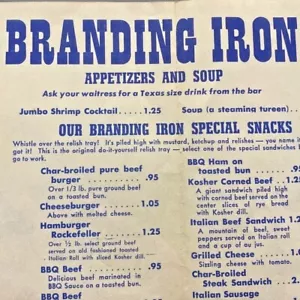 1950s Branding Iron Restaurant Menu Placemat Oaklawn Bowl Oak Lawn Illinois - Picture 1 of 3
