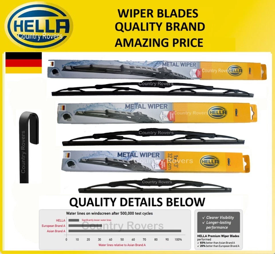 FORD FUSION WIPER BLADES 2002 to 2012 HELLA QUALITY BRAND  22" & 16" REAR 11" — 第 1/4 张图片