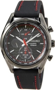 Reloj cronógrafo solar para hombre Seiko esfera negra correa negra SSC777P1 - Imagen 1 de 4
