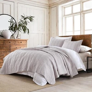 HORIMOTE HOME 100% Cotton Quilt Set Queen Size, Full/Queen, Light Grey 02 - Picture 1 of 7