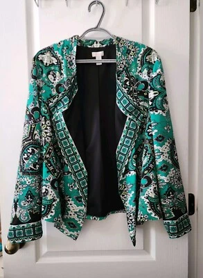 Cárdigan para mujer Chico verde blanco cachemira frente abierto manga larga talla 3 Foto 1 de 4