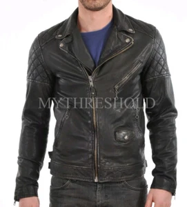 New Men's Biker Motorcycle Brando Style Biker Real Leather Jacket - Bild 1 von 3