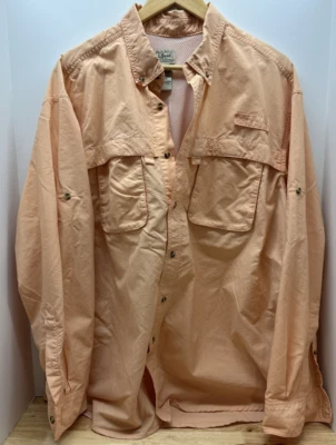 LL BEAN Vented Fishing Shirt Sz XL Orange Button Up Long Sleeve Hiking Utility - Image 1 of 4