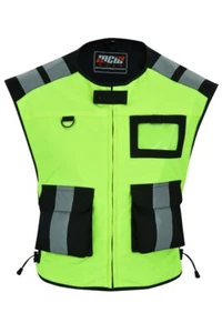 High Visibility HI VIZ VIS MOTORBIKE MOTORCYCLE & INDUSTRIAL TEXTILE VEST JACKET - Picture 1 of 4