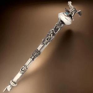 PUNTATORE RUSSO IMPERIALE 84 ARGENTO JUDAICA STAR TORAH 6 5/8" 1877 DISEGNO TURCHESE - Foto 1 di 15