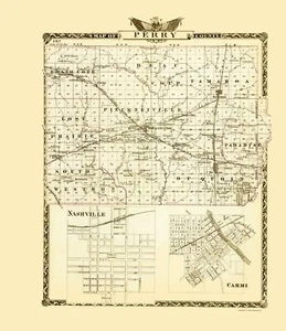 Mapa histórico del condado - Condado de Perry Illinois - Warner 1876 - 23 x 26,66 - Imagen 1 de 20