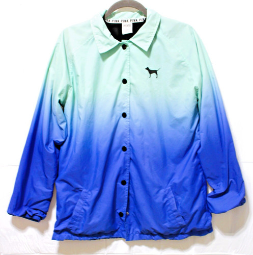 UNDERCOVER $$DROP! Giacca da allenatore Victoria's Secret rosa ombra a scatto anoracca cielo blu taglia SM