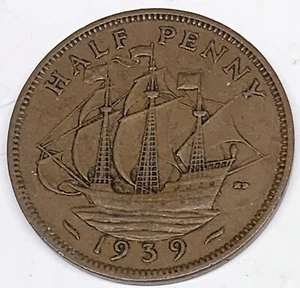 # C3034 GREAT BRITAIN COIN, HALF PENNY 1939 - Picture 1 of 2