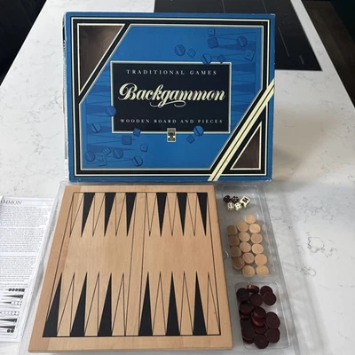 Vintage Backgammon Wooden Board & Pieces 1995 Lagoon Traditional Games lovely  - Image 1 of 4
