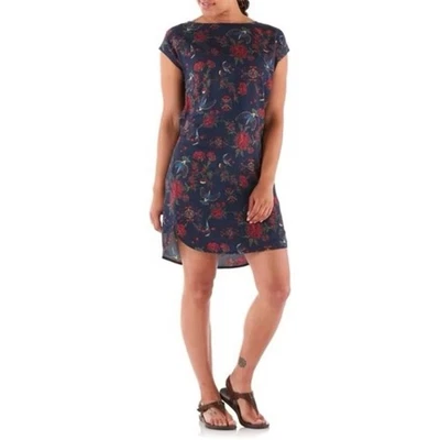 Patagonia June Lake Navy Blue Mini Dress Byrd Floral Tencel Short Sleeve Size XS - Image 1 of 4