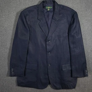 VTG J Crew Oarsman Sport Coat Mens 46R Blue Linen Unstructured Notch 3 Button - Picture 1 of 10