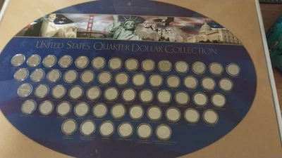 US Commemorative Gallery 50 US Quarter Dollar Collection Display Uncirculated - Image 1 of 4