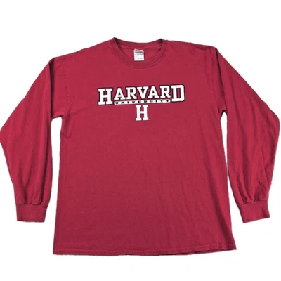 Camiseta de la Universidad de Harvard Manga Larga Roja Adulto Hombre Grande Delgada 42" Camiseta Universitaria Foto 1 de 4