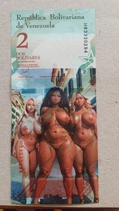 INVERNUM7 -Street life * 2 Bolivares *Genuine Banknote * no BANKSY ,-)Nude No669 - Picture 1 of 2