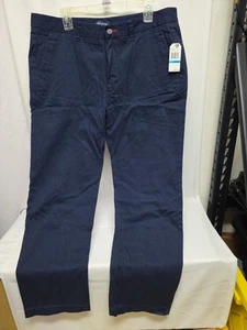 WT02 Men's Basic Color Twill Stretchable Skinny Fit Pants Navy Blue (W36 x L30) - Picture 1 of 7