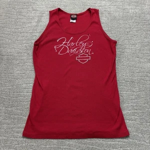 Harley-Davidson Shirt Damen 2XL Rot Strass Tank Top Made in USA Bar Shield - Bild 1 von 9