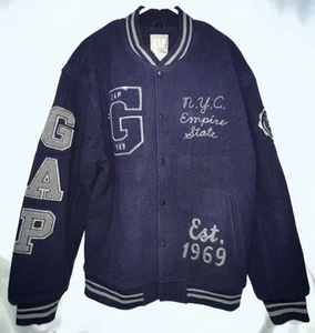 GAP Wool Bomber Varsity Wool Blend Athletic Jacket Coat Men’s Size Large Tall - Picture 1 of 14