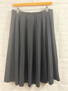 Alfred Dunner Black Midi Skirt Women’s Size 12 Pull-On A-Line Pleated Casual - Picture 1 of 4