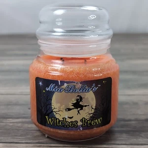 Mia Bella's WITCH'S BREW Candle 16 oz Jar Candle Burnt Once Barely Used Orange - Picture 1 of 7