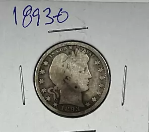 1893-O Barber Quarter : Very Good VG Details - Picture 1 of 2