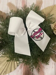 Cheer softball girl hair bow white, black, & shocking pink 8.5x8x2.5" XXL - Picture 1 of 1