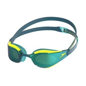 Speedo Fastskin Hyper Elite Mirror Swimming Goggles, Hyper Yellow/Steel/Emerald - Picture 1 of 6