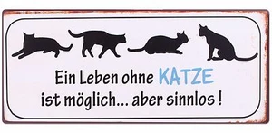 Schild Katze 30 x 13 cm (70304w) NEU Blechschild - Bild 1 von 1
