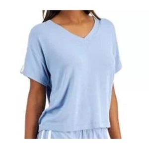 Alfani Ladies Blue Fog Pajama Top w/ White Racing Stripes, Size XL - Picture 1 of 3