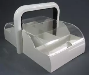 Retro vintage Guzzini 70s space-age white/clear plastic cutlery tray rack - Picture 1 of 9