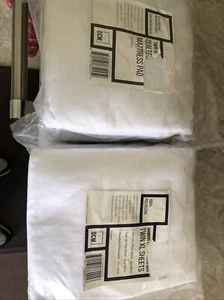 Twin XL FITTED SHEET Set White New -white mattress Pad-2 Pc Comforter Tan - Picture 1 of 4