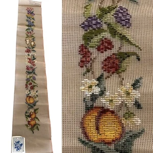 Vintage Needlepoint 55” X 9.5” Inch Canvas Bell Pull Table Runner Sylvanie UK - Picture 1 of 11