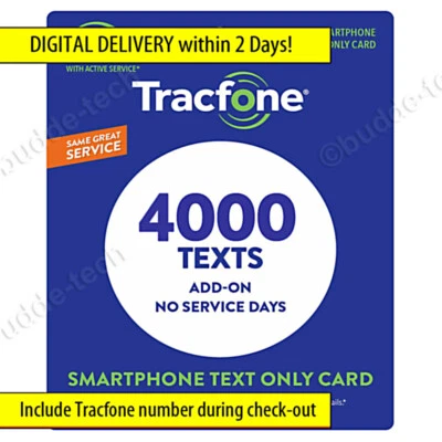 Tracfone Texts - *LIMITED TIME 4000 TEXT MESSAGES* Direct add in 2 Days! (1000) - Image 1 of 4